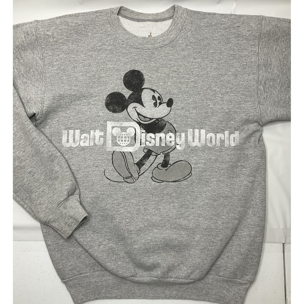Disney Parks Sweatshirt Classic Mickey Crewneck Heather Gray Disneyland Sz S